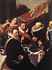 Frans Hals Famous Paintings - Banquet of the Officers of the St. George Civic Guard [detail]